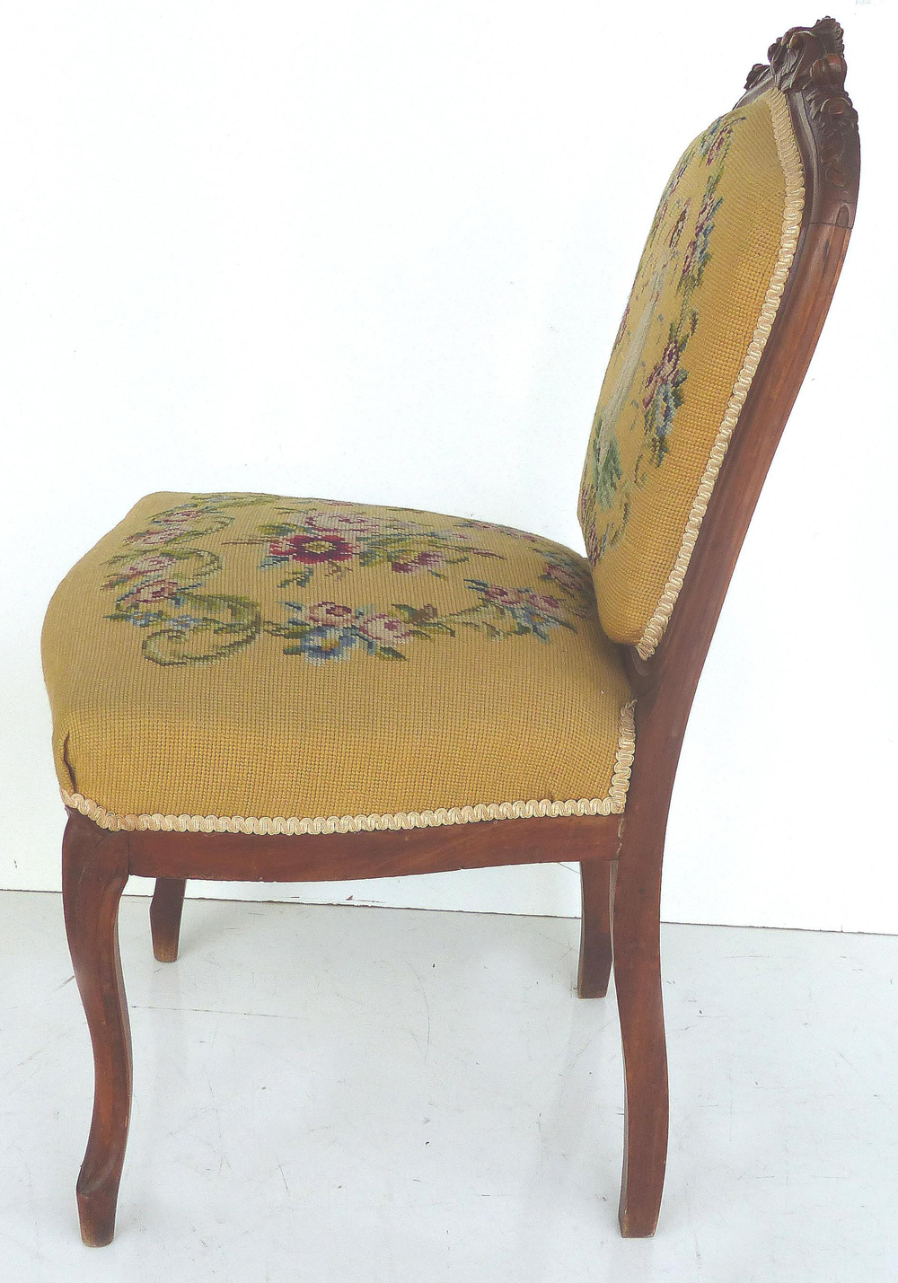 Vintage Chic Needlepoint Upholstered Side Chairs Modernism